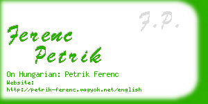 ferenc petrik business card